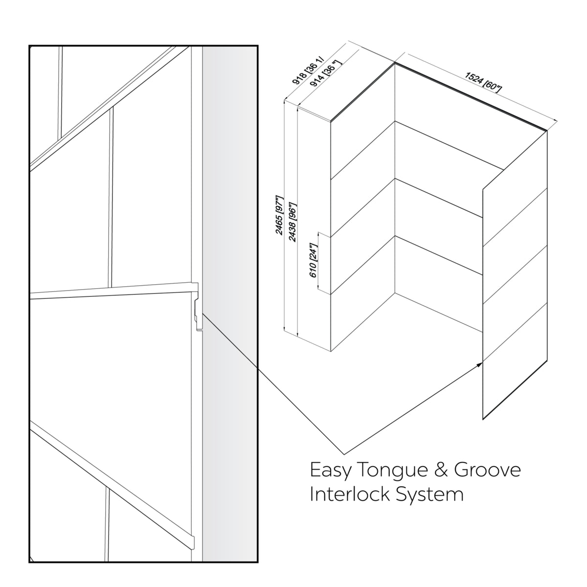 Ella's Bubbles 36" × 60" × 96" SMC 12‑Piece Shower Wall Panels SW12SMC