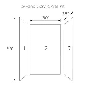 Ella's Bubbles Arctic Vein Calacatta, Acrylic 3-Panel Shower Wall Kit Surround 38″ x 60″ x 96″ SW-366096-AVC
