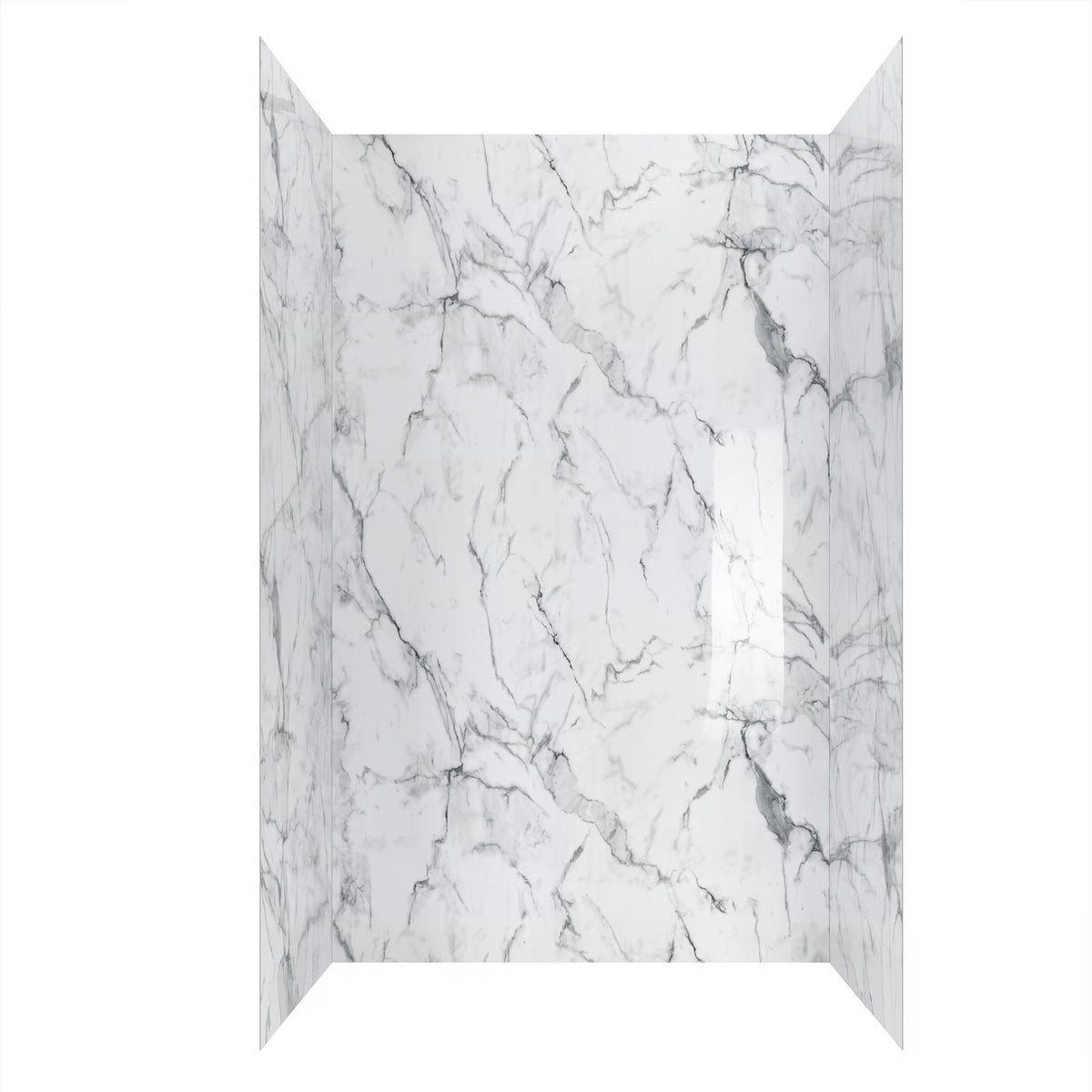 Ella's Bubbles Arctic Vein Calacatta, Acrylic 3-Panel Shower Wall Kit Surround 38″ x 60″ x 96″ SW-366096-AVC