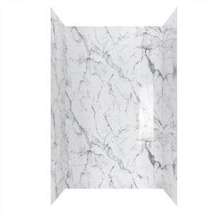 Ella's Bubbles Arctic Vein Calacatta, Acrylic 3-Panel Shower Wall Kit Surround 38″ x 60″ x 96″ SW-366096-AVC