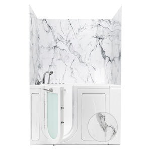 Ella's Bubbles 36.5″ x 48″ x 60″ Arctic Vein Calacatta Walk-In Tub Surround Wall Kit 4PFWS-AVC