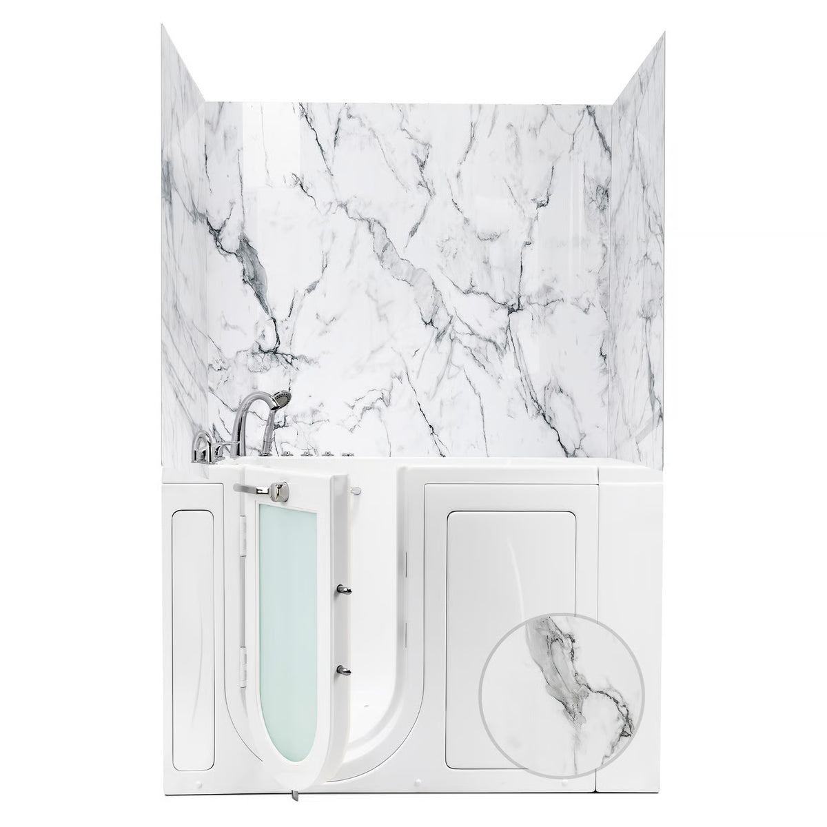 Ella's Bubbles 36.5″ x 48″ x 60″ Arctic Vein Calacatta Walk-In Tub Surround Wall Kit 4PFWS-AVC
