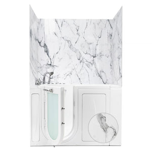 Ella's Bubbles 36.5″ x 48″ x 60″ Arctic Vein Calacatta Walk-In Tub Surround Wall Kit 4PFWS-AVC