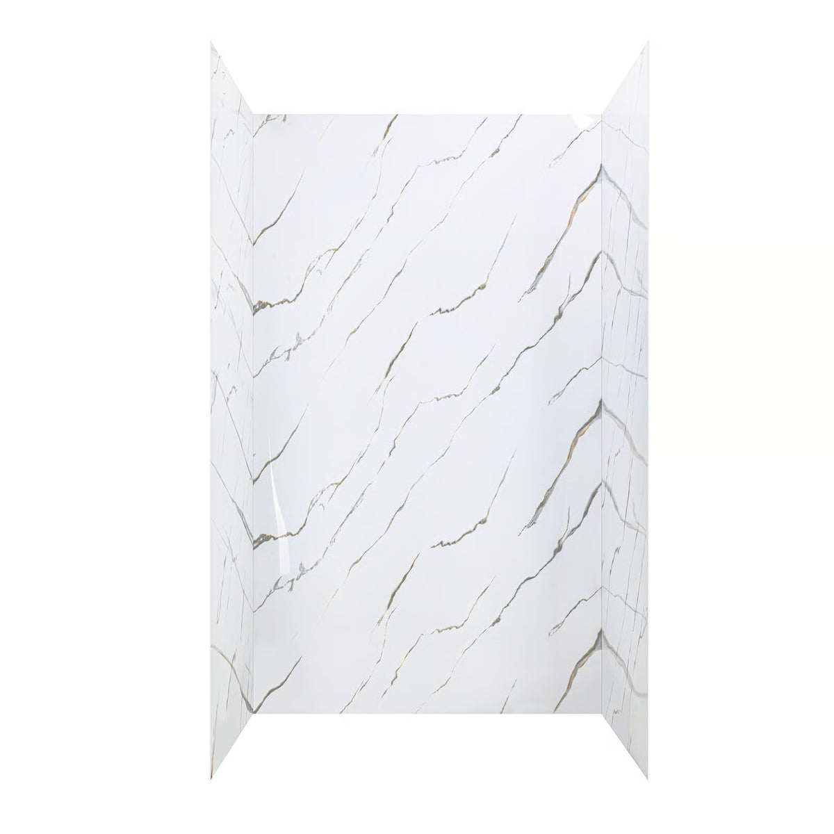 Ella's Bubbles Calacatta Gold, Acrylic 3-Panel Shower Wall Kit Surround 40″ x 60″ x 98″ SW-406098-CG