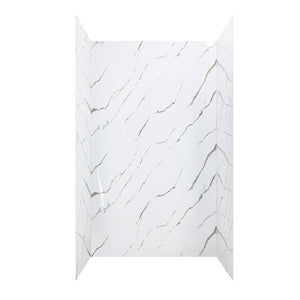 Ella's Bubbles Calacatta Gold, Acrylic 3-Panel Shower Wall Kit Surround 40″ x 60″ x 98″ SW-406098-CG