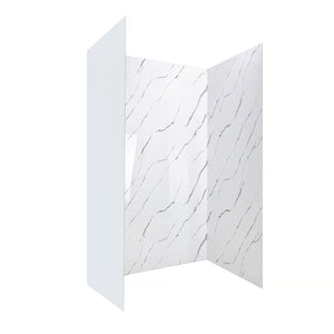 Ella's Bubbles Calacatta Gold, Acrylic 3-Panel Shower Wall Kit Surround 40″ x 60″ x 98″ SW-406098-CG