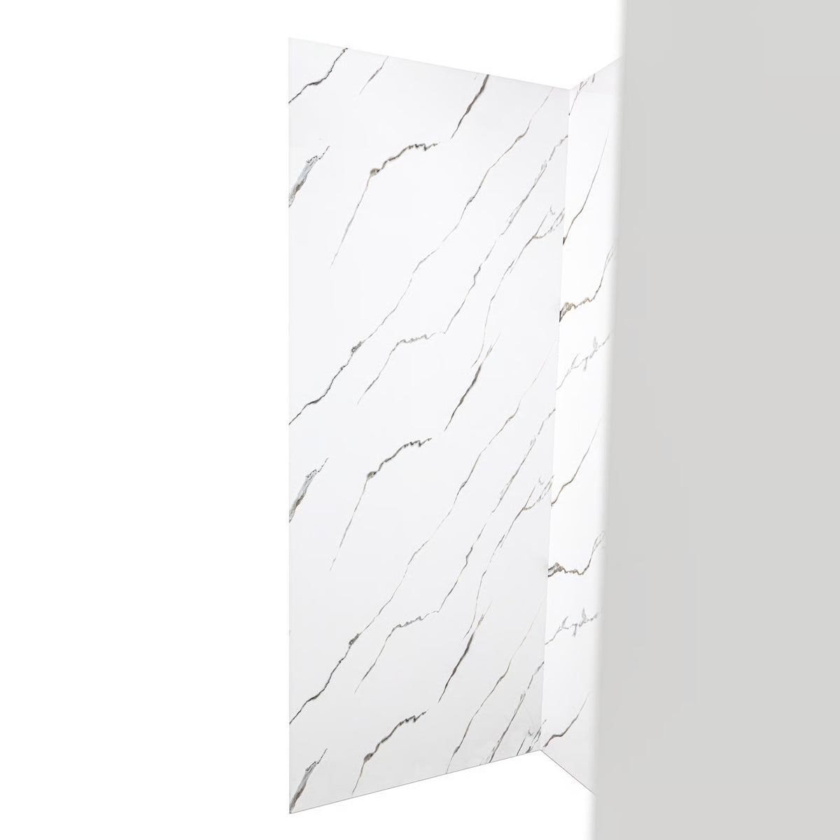 Ella's Bubbles Calacatta Gold, Acrylic 3-Panel Shower Wall Kit Surround 40″ x 60″ x 98″ SW-406098-CG