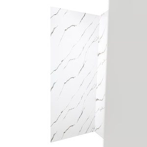 Ella's Bubbles Calacatta Gold, Acrylic 3-Panel Shower Wall Kit Surround 40″ x 60″ x 98″ SW-406098-CG