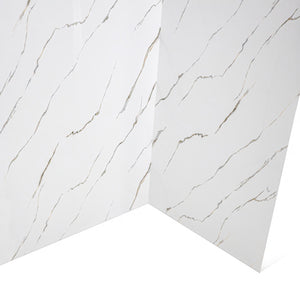 Ella's Bubbles Calacatta Gold, Acrylic 3-Panel Shower Wall Kit Surround 40″ x 60″ x 98″ SW-406098-CG