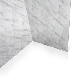 Ella's Bubbles Carrara Marble, Acrylic 3-Panel Shower Wall Kit Surround 38″ x 60″ x 96″ SW-366096-CM