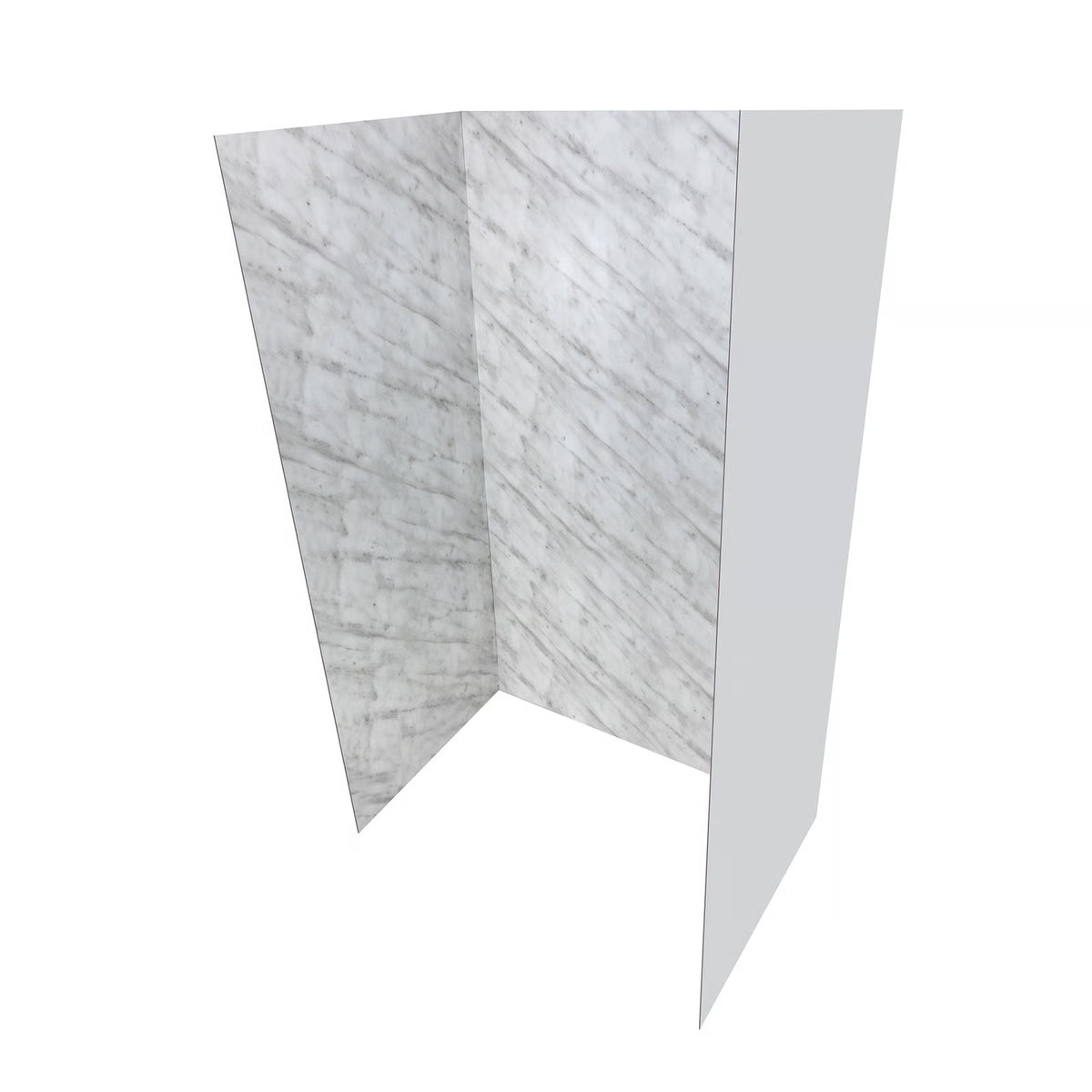 Ella's Bubbles Carrara Marble, Acrylic 3-Panel Shower Wall Kit Surround 38″ x 60″ x 96″ SW-366096-CM