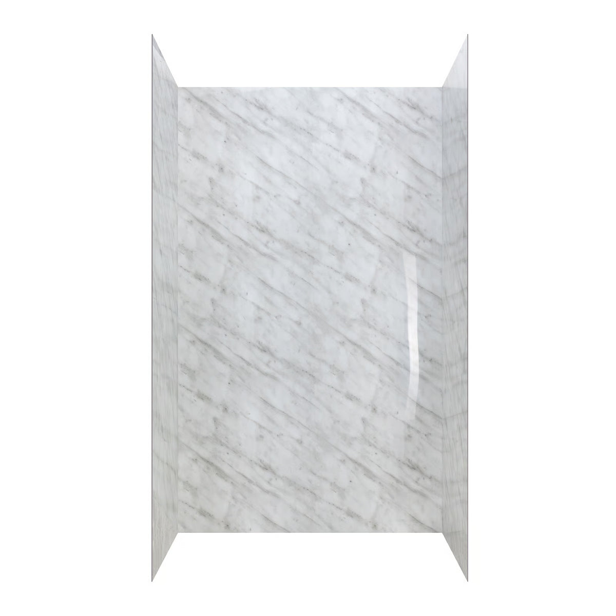 Ella's Bubbles Carrara Marble, Acrylic 3-Panel Shower Wall Kit Surround 38″ x 60″ x 96″ SW-366096-CM