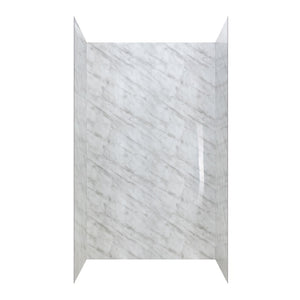 Ella's Bubbles Carrara Marble, Acrylic 3-Panel Shower Wall Kit Surround 38″ x 60″ x 96″ SW-366096-CM