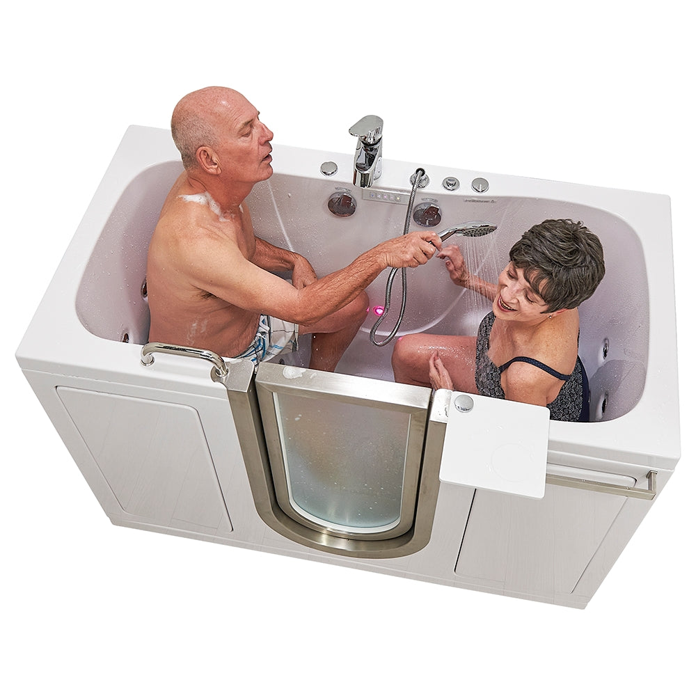 Ella's Bubbles Companion 32" x 60" Air + Hydro Massage with Independent Foot Massage Acrylic Two Seat Walk-In-Bathtub, Left Inward Swing Door, 2 Piece Fast Fill Faucet, 2" Dual Drains 93085
