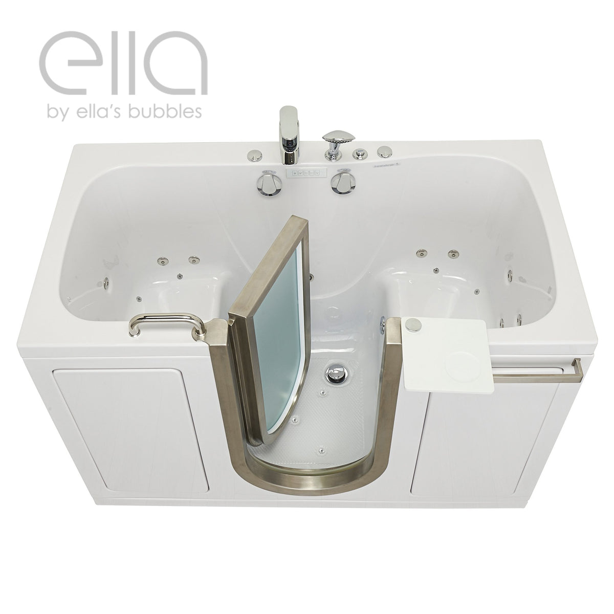 Ella's Bubbles Companion 32" x 60" Air + Hydro Massage with Independent Foot Massage Acrylic Two Seat Walk-In-Bathtub, Left Inward Swing Door, 2 Piece Fast Fill Faucet, 2" Dual Drains 93085