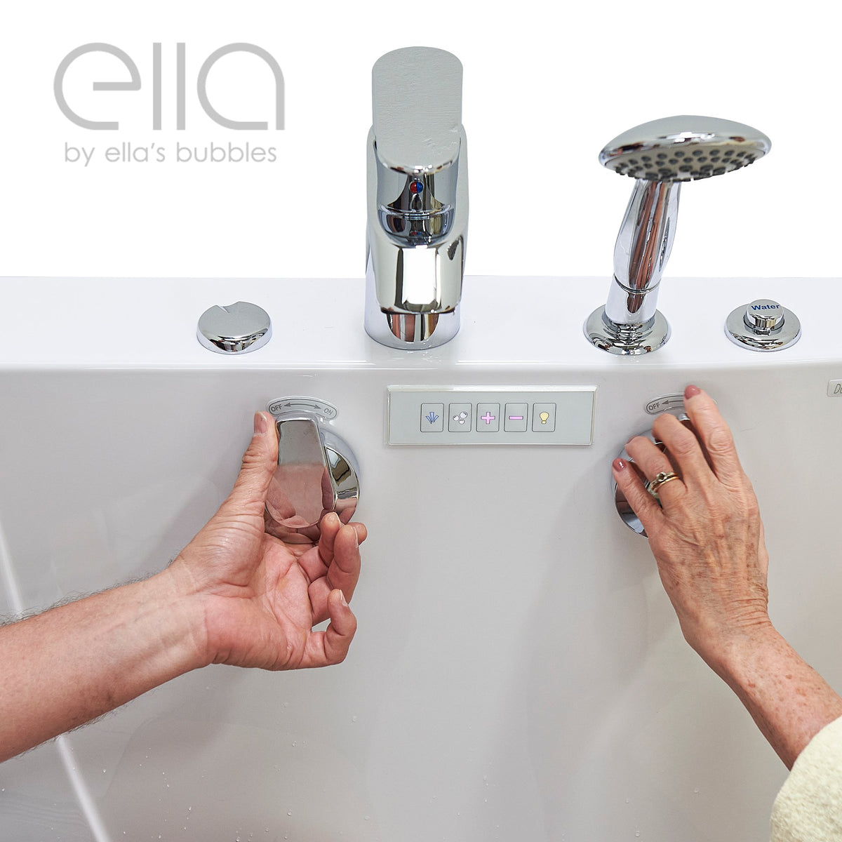 Ella's Bubbles Companion 32" x 60" Air + Hydro Massage with Independent Foot Massage Acrylic Two Seat Walk-In-Bathtub, Left Inward Swing Door, 2 Piece Fast Fill Faucet, 2" Dual Drains 93085