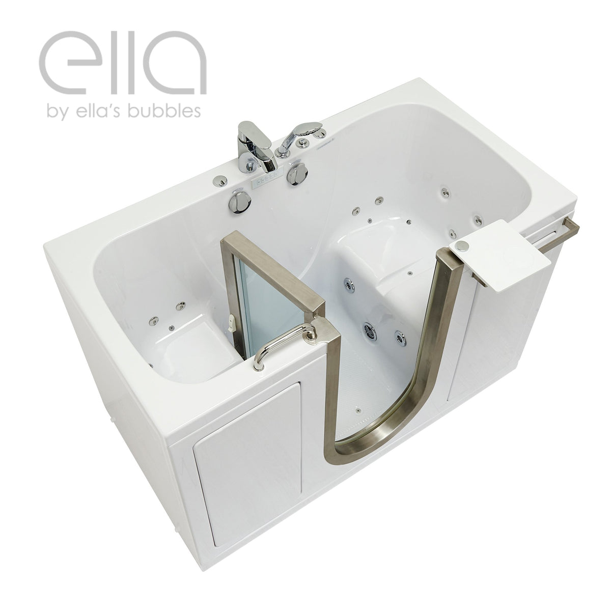 Ella's Bubbles Companion 32" x 60" Air + Hydro Massage with Independent Foot Massage Acrylic Two Seat Walk-In-Bathtub, Left Inward Swing Door, 2 Piece Fast Fill Faucet, 2" Dual Drains 93085