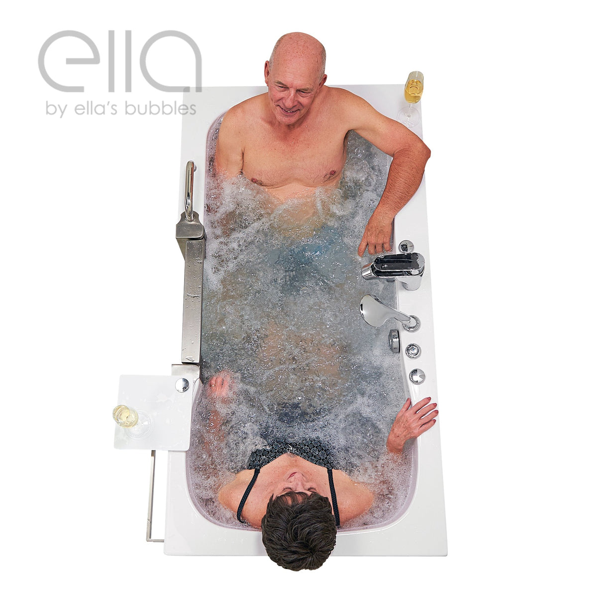 Ella's Bubbles Companion 32" x 60" Air + Hydro Massage with Independent Foot Massage Acrylic Two Seat Walk-In-Bathtub, Left Inward Swing Door, 2 Piece Fast Fill Faucet, 2" Dual Drains 93085