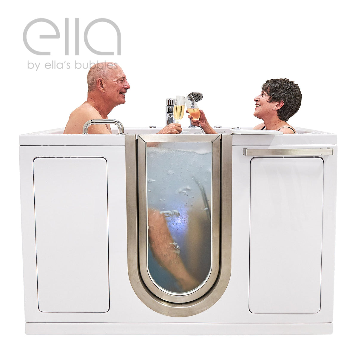 Ella's Bubbles Companion 32" x 60" Air + Hydro Massage with Independent Foot Massage Acrylic Two Seat Walk-In-Bathtub, Left Inward Swing Door, 2 Piece Fast Fill Faucet, 2" Dual Drains 93085
