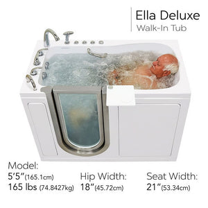 Ella's Bubbles Deluxe Walk-In Tub 30″x55″ (76.2x140cm) Dual Drain Technology HA305