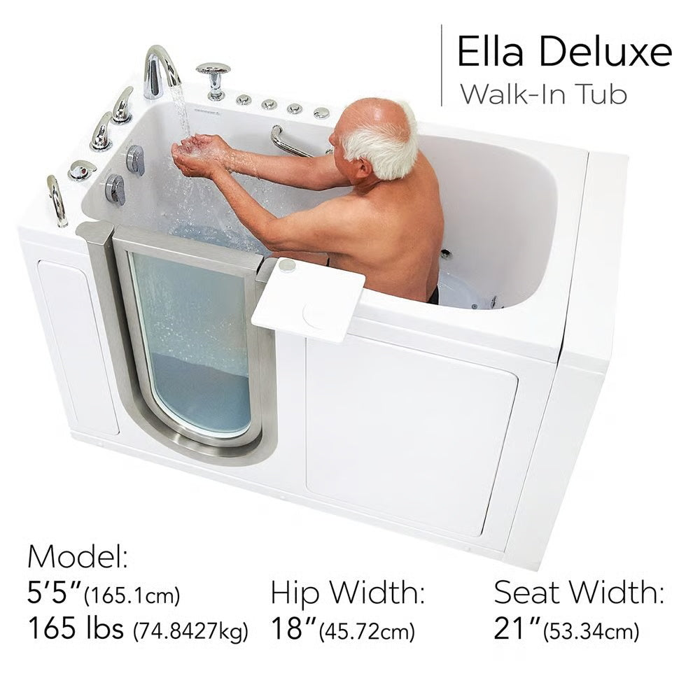 Ella's Bubbles Deluxe Walk-In Tub 30″x55″ (76.2x140cm) Dual Drain Technology HA305