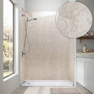 Ella's Bubbles Desert Stone, Acrylic 3-Panel Shower Wall Kit Surround 40″ x 60″ x 98″ SW-366096-SS