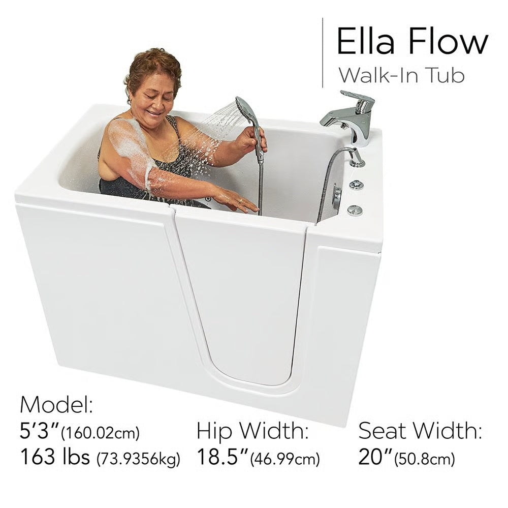 Ella's Bubbles Flow 28″x48″ Acrylic Hydro Therapy Massage Walk In Bathtub E28248