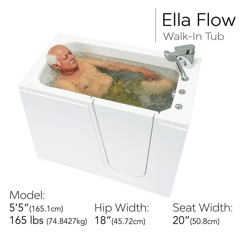 Ella's Bubbles Flow 28″x48″ Acrylic Hydro Therapy Massage Walk In Bathtub E28248