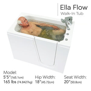 Ella's Bubbles Flow 28″x48″ Acrylic Hydro Therapy Massage Walk In Bathtub E28248