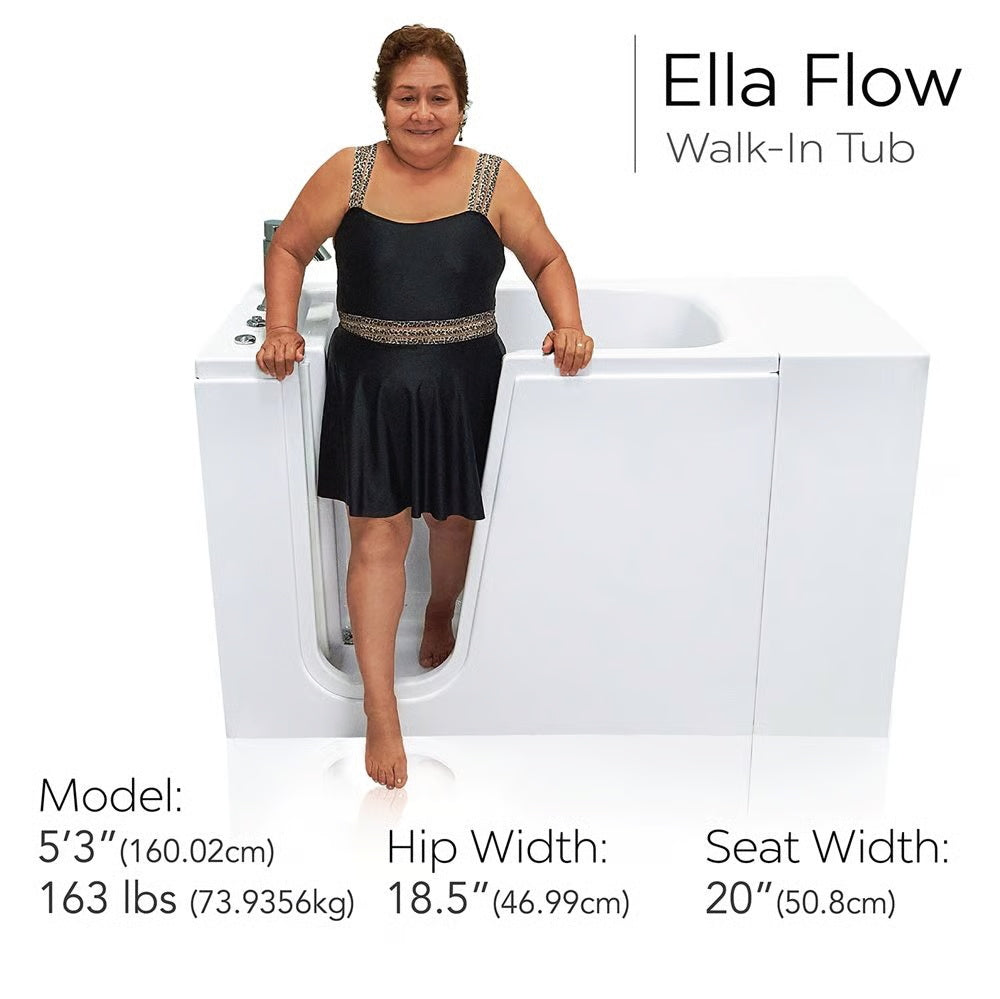 Ella's Bubbles Flow 28″x48″ Acrylic Hydro Therapy Massage Walk In Bathtub E28248