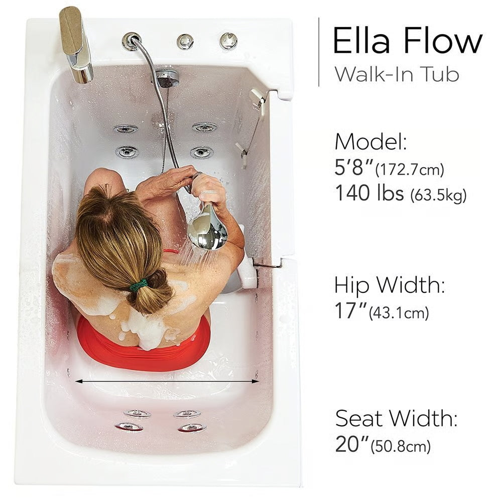 Ella's Bubbles Flow 28″x48″ Acrylic Hydro Therapy Massage Walk In Bathtub E28248