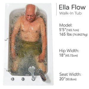 Ella's Bubbles Flow 28″x48″ Acrylic Hydro Therapy Massage Walk In Bathtub E28248