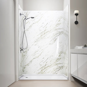 Ella's Bubbles Heritage Calacatta, Acrylic 3-Panel Shower Wall Kit Surround 40″ x 60″ x 98″ SW-366096-VN