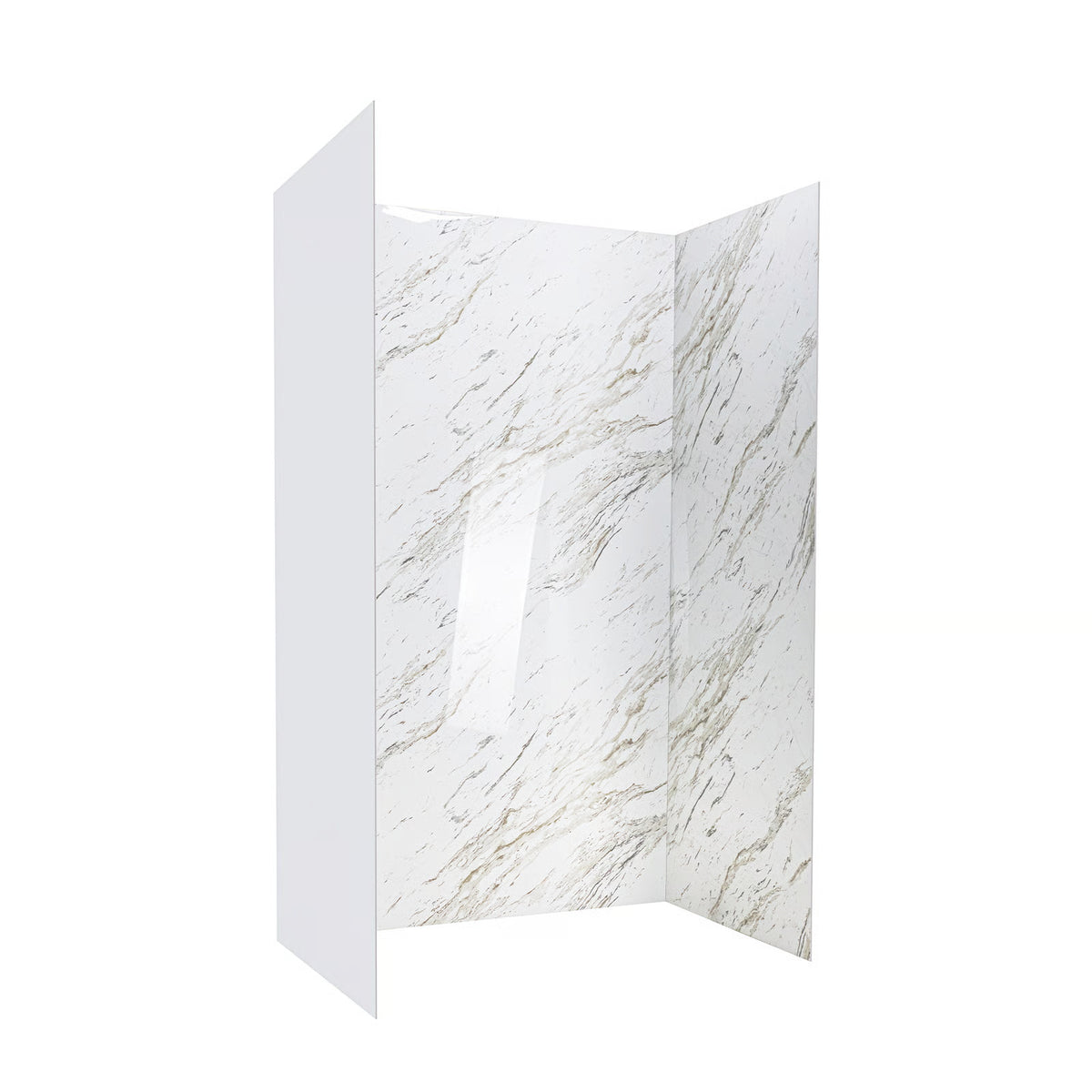 Ella's Bubbles Heritage Calacatta, Acrylic 3-Panel Shower Wall Kit Surround 40″ x 60″ x 98″ SW-366096-VN