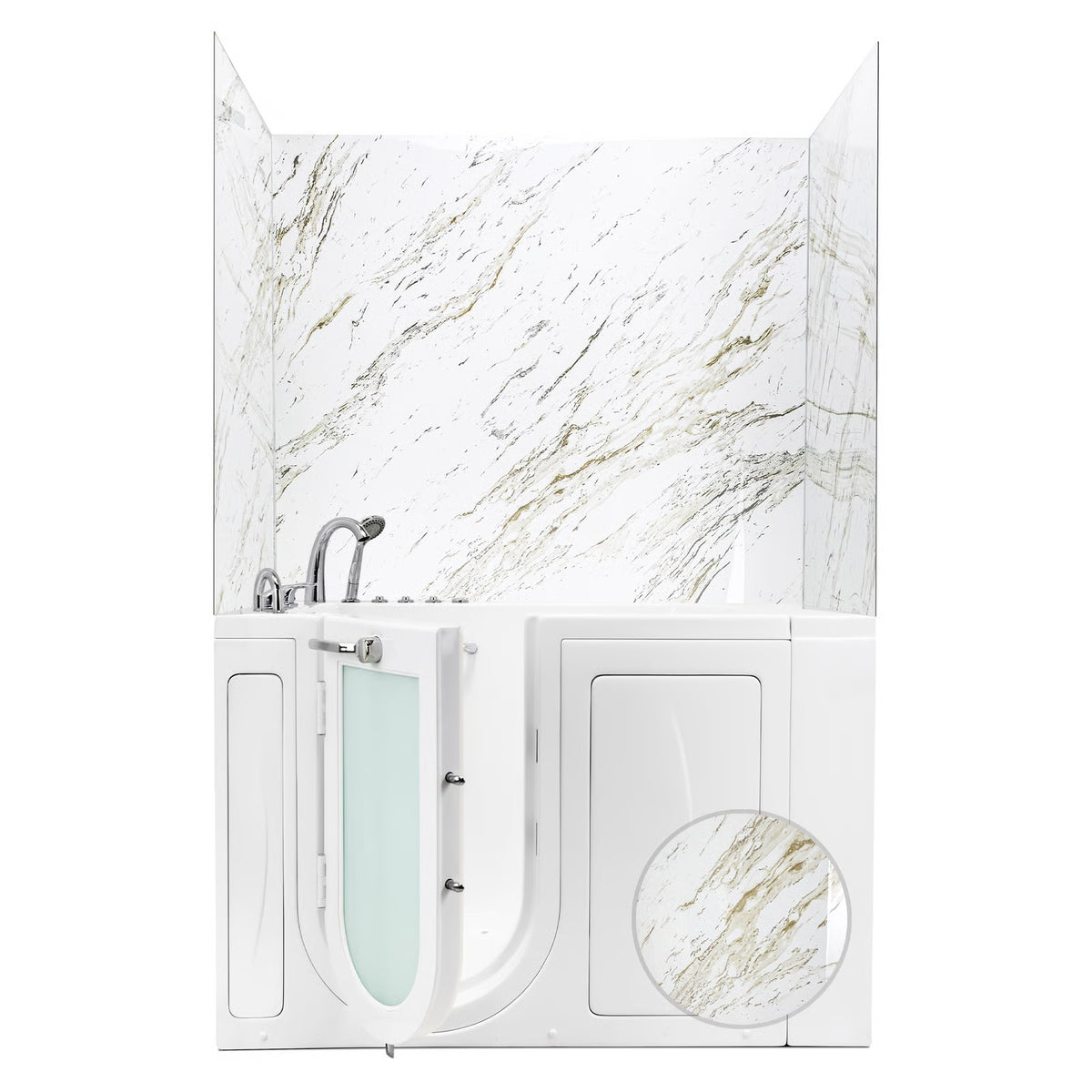 Ella's Bubbles 36.5″ x 48″ x 60″ Heritage Calacatta Walk-In Tub Surround Wall Kit 4PFWS-HC