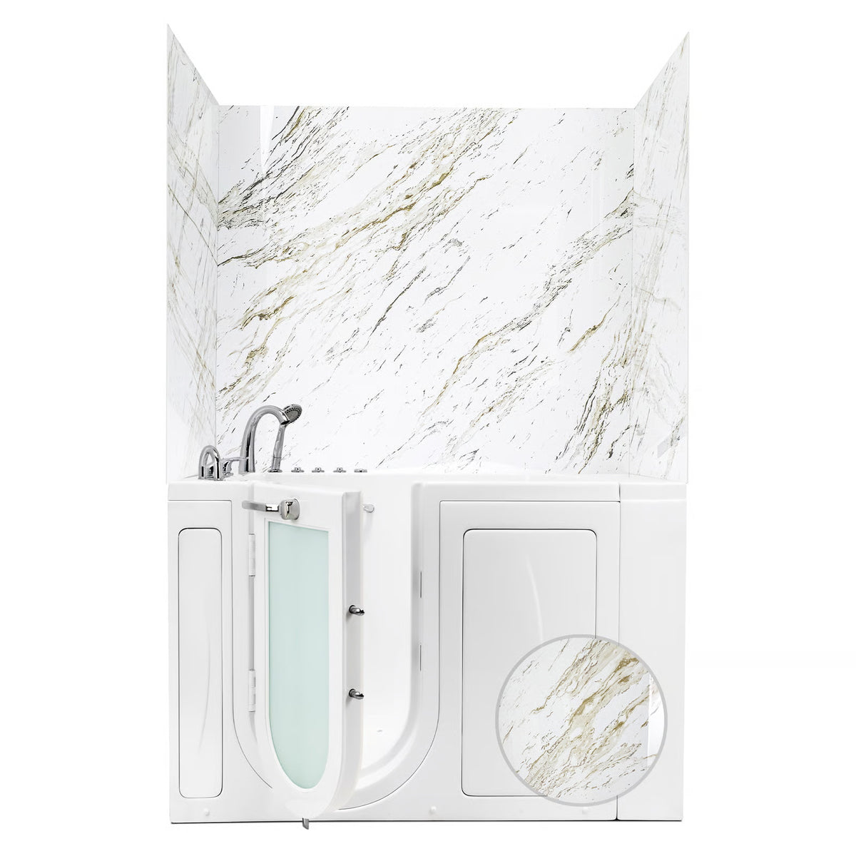 Ella's Bubbles 36.5″ x 48″ x 60″ Heritage Calacatta Walk-In Tub Surround Wall Kit 4PFWS-HC