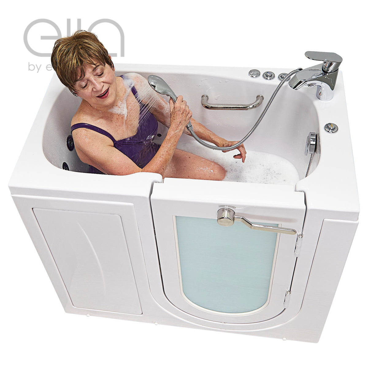 Ella's Bubbles Mobile 26"x45 Acrylic Walk-In Bathtub with Swing Door, 2 Piece Fast Fill Faucet, 2"  Drain OA2645