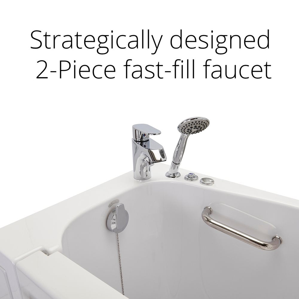 Ella's Bubbles Mobile 26"x45 Acrylic Walk-In Bathtub with Swing Door, 2 Piece Fast Fill Faucet, 2"  Drain OA2645