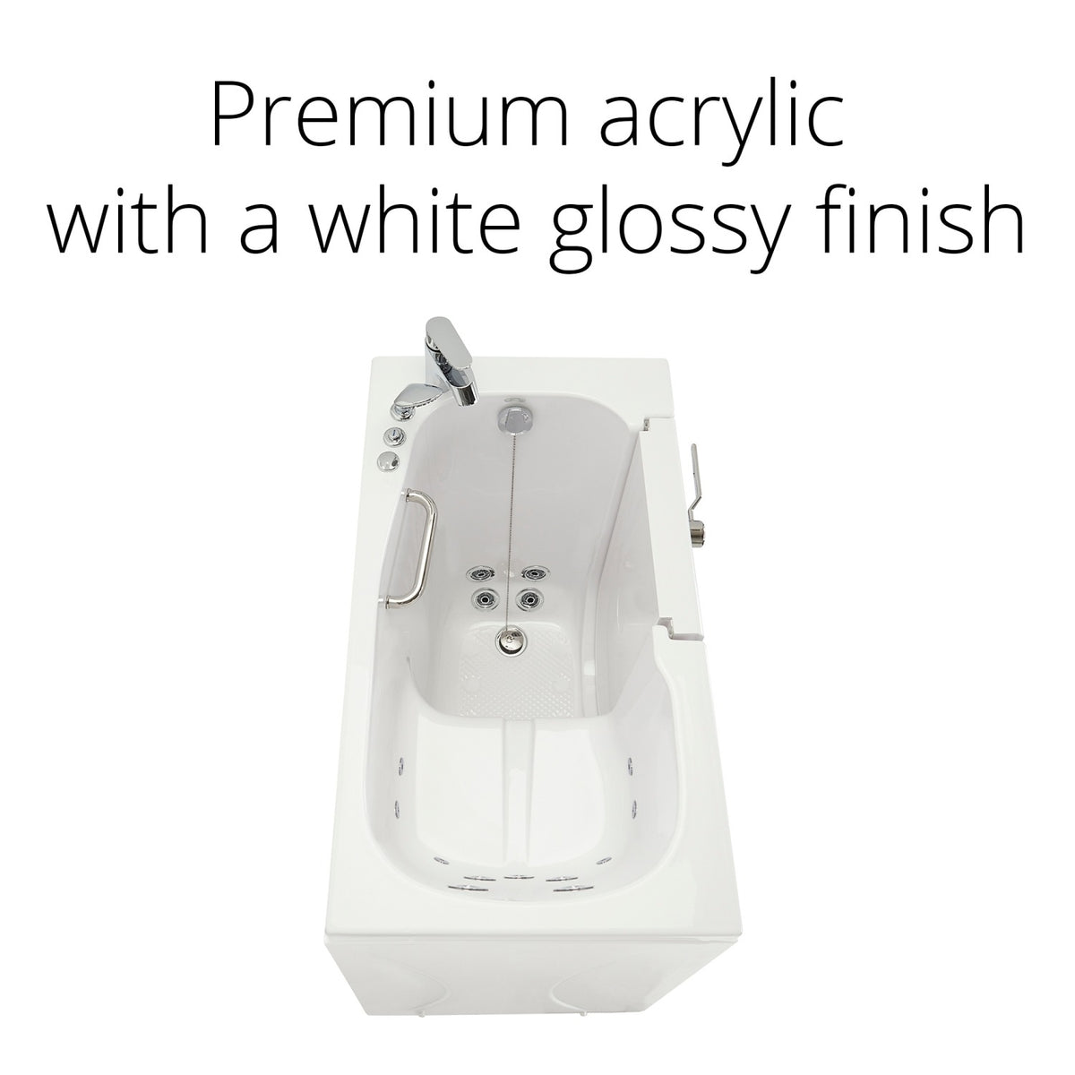 Ella's Bubbles Mobile 26"x45 Acrylic Walk-In Bathtub with Swing Door, 2 Piece Fast Fill Faucet, 2"  Drain OA2645