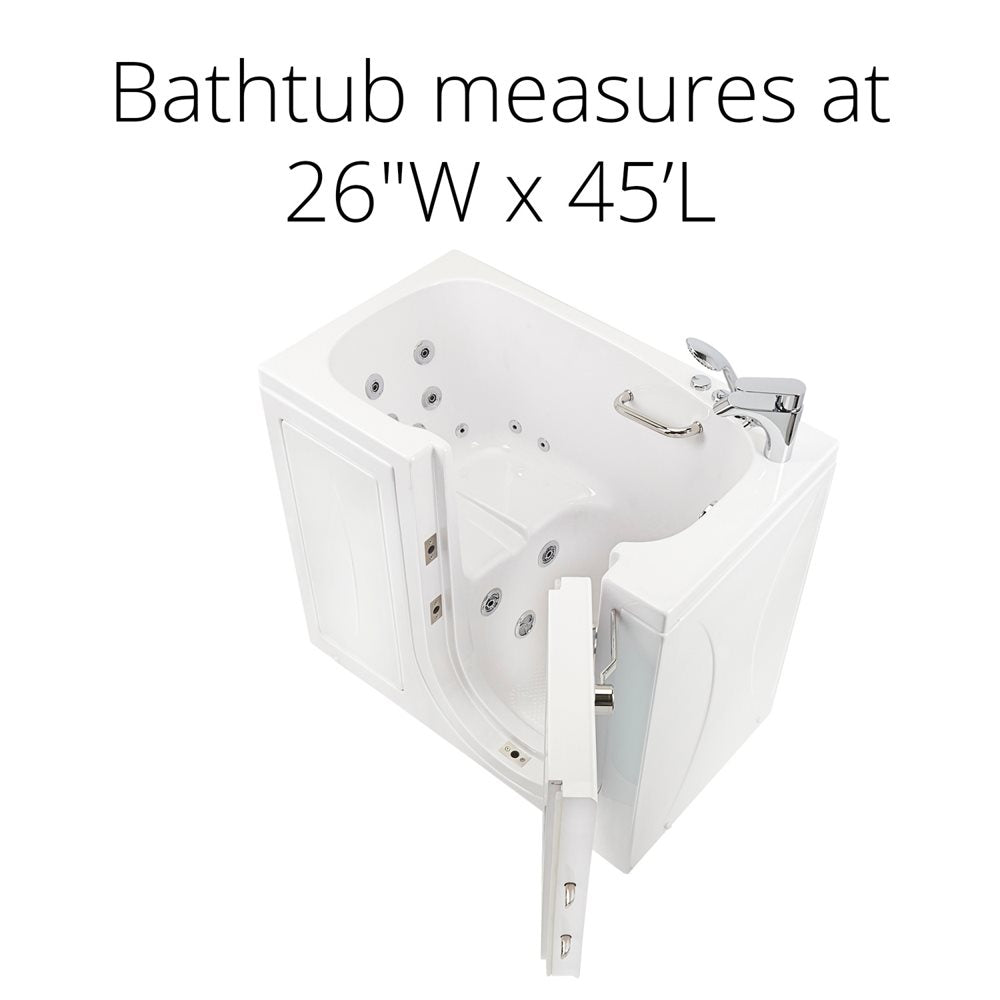 Ella's Bubbles Mobile 26"x45 Acrylic Walk-In Bathtub with Swing Door, 2 Piece Fast Fill Faucet, 2"  Drain OA2645