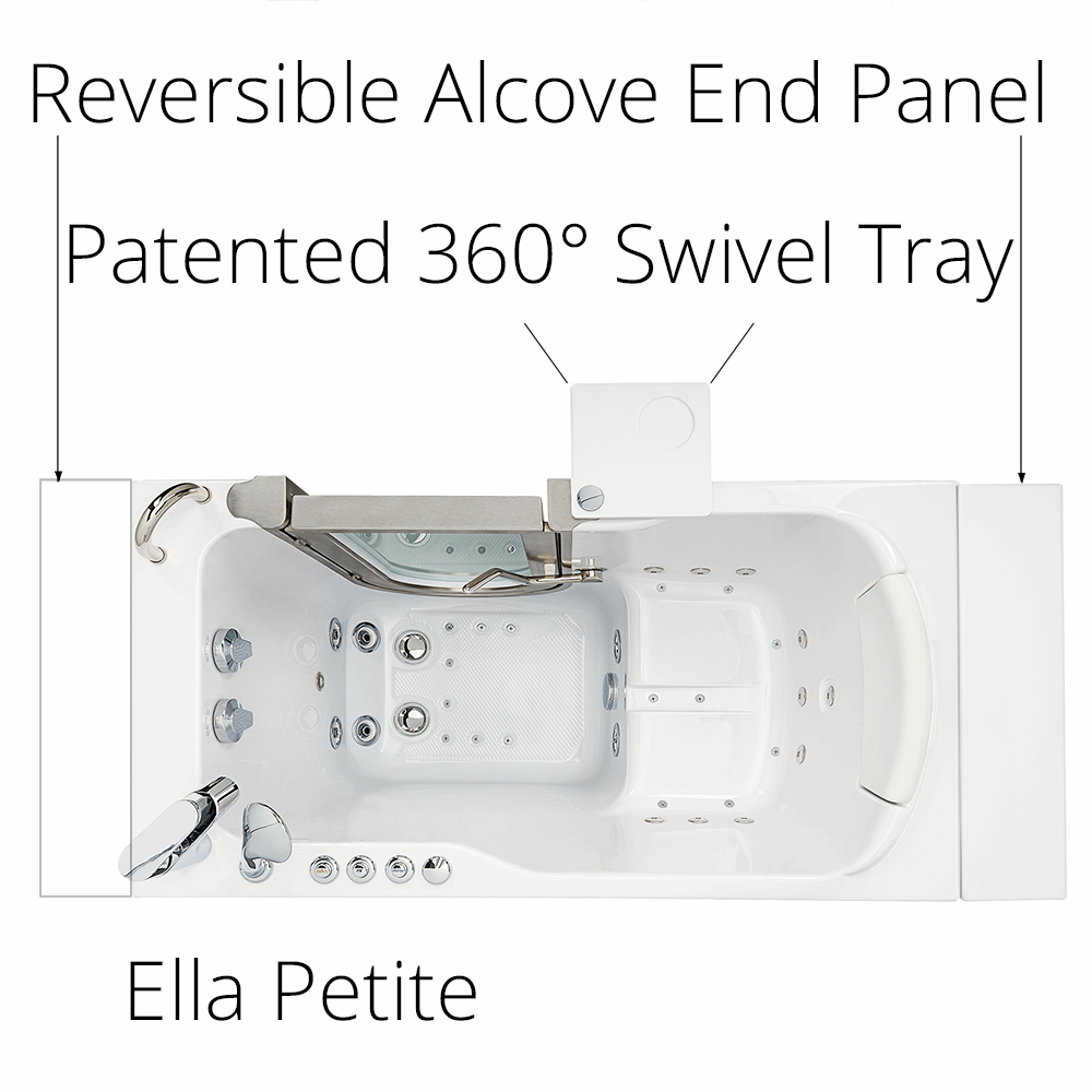 Ella's Bubbles Petite 28"x52" Acrylic Walk-In Bathtub with 5 Piece Fast Fill Faucet