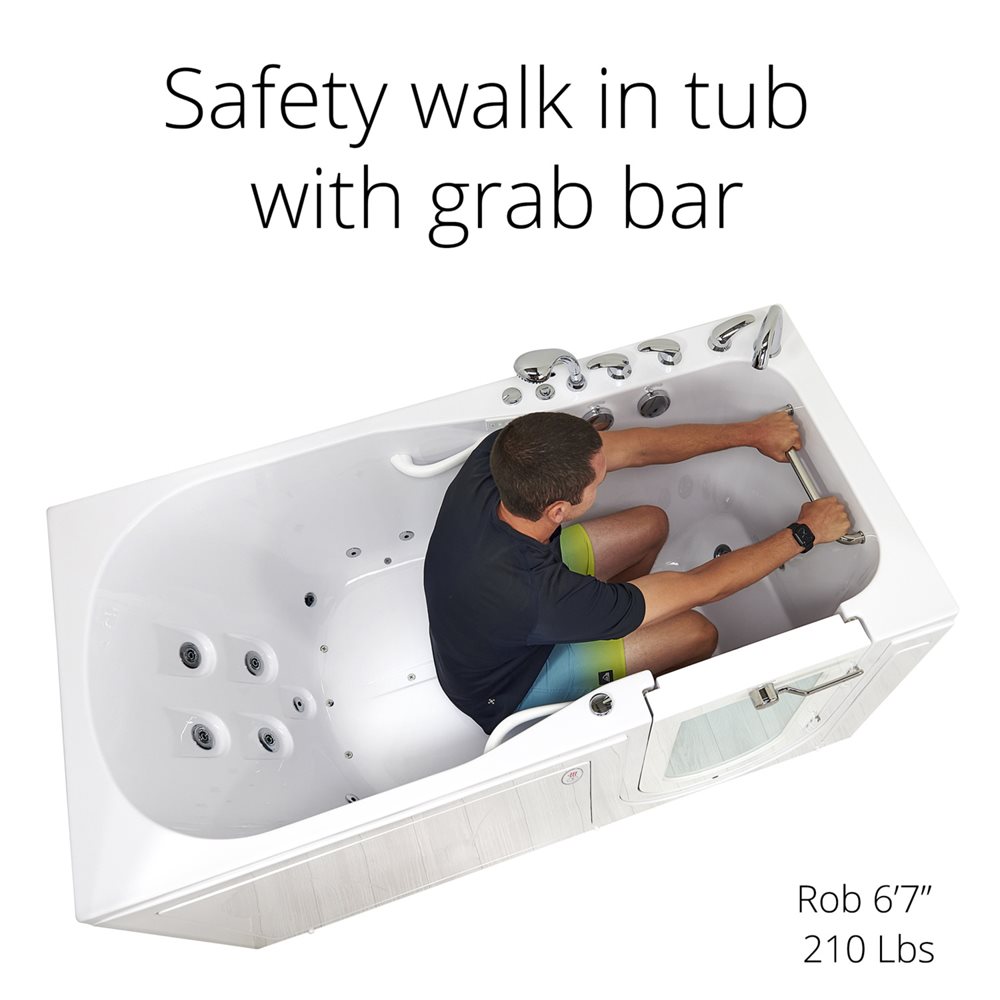 Ella's Bubbles ShaK Model 36"x72" Acrylic Air and Hydro Massage with Independent Foot Massage Walk-In Bathtub with 5 Piece Fast Fill FaucetT OA3672