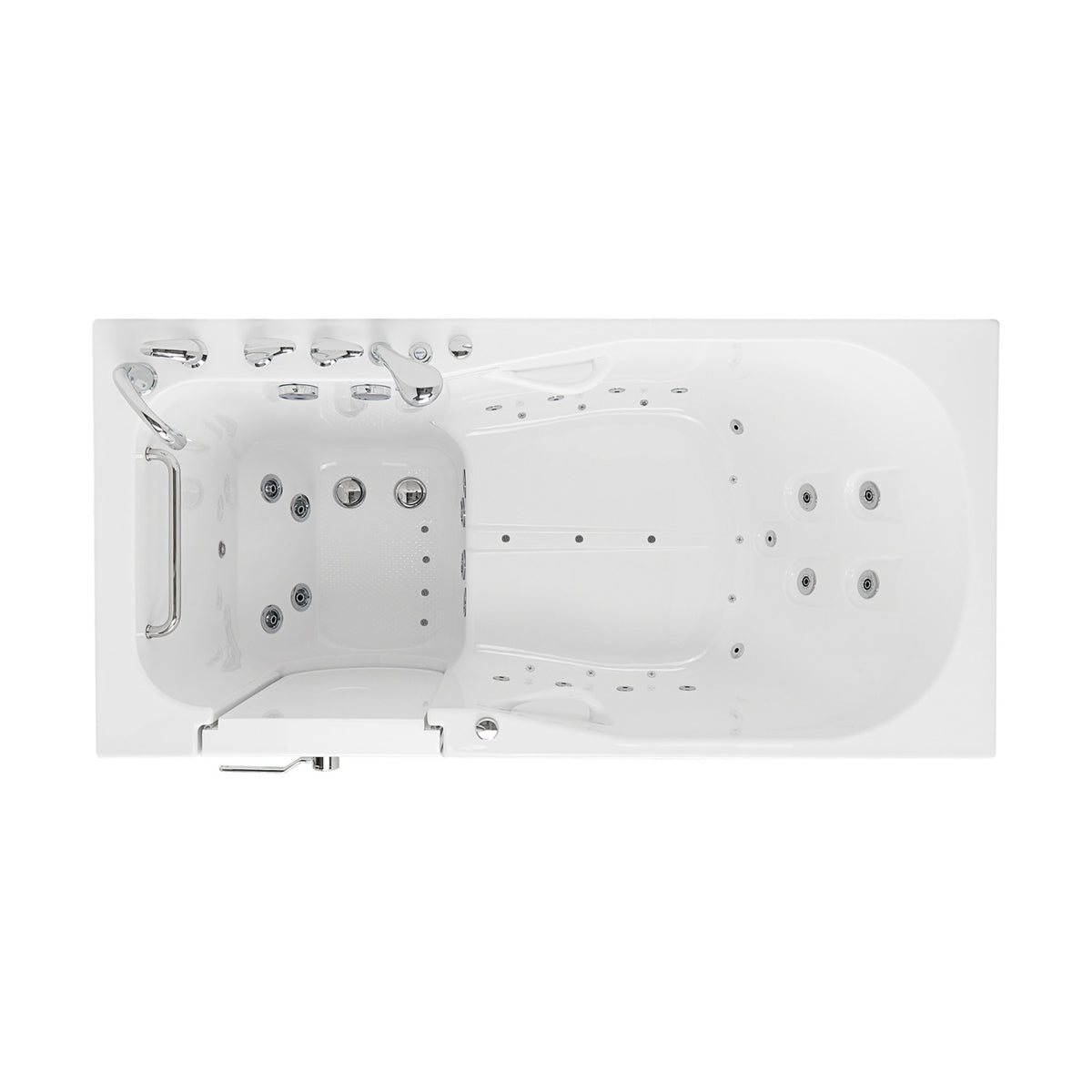 Ella's Bubbles ShaK Model 36"x72" Acrylic Air and Hydro Massage with Independent Foot Massage Walk-In Bathtub with 5 Piece Fast Fill FaucetT OA3672