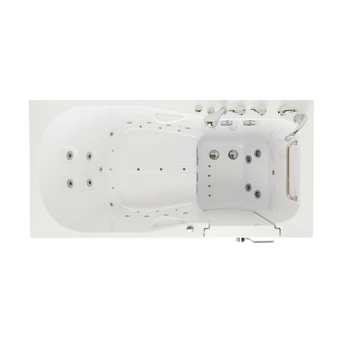 Ella's Bubbles ShaK Model 36"x72" Acrylic Air and Hydro Massage with Independent Foot Massage Walk-In Bathtub with 5 Piece Fast Fill FaucetT OA3672