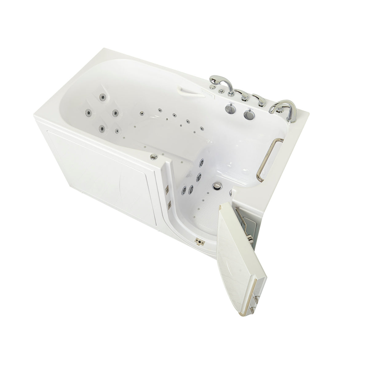 Ella's Bubbles ShaK Model 36"x72" Acrylic Air and Hydro Massage with Independent Foot Massage Walk-In Bathtub with 5 Piece Fast Fill FaucetT OA3672