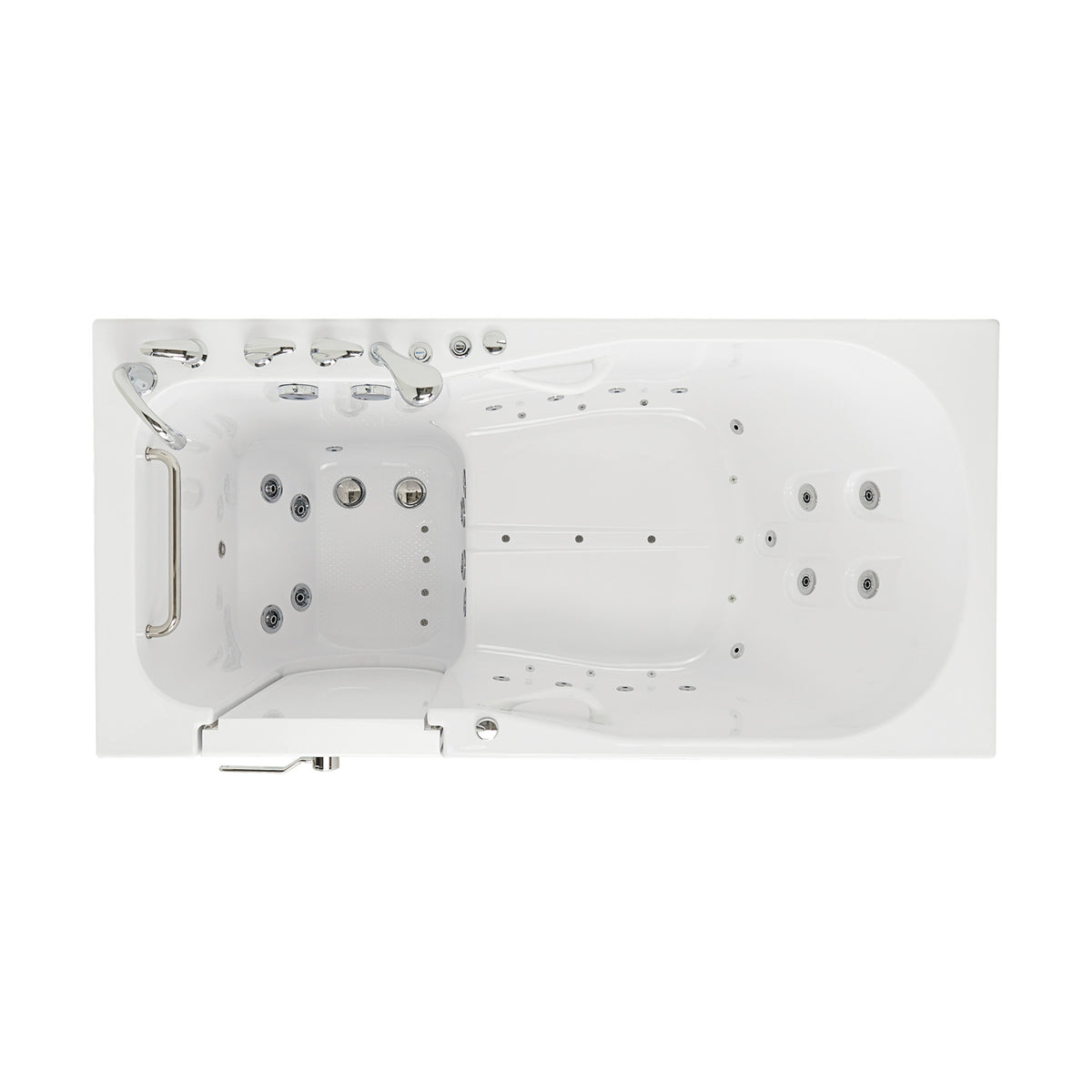 Ella's Bubbles ShaK Model 36"x72" Acrylic Air and Hydro Massage with Independent Foot Massage Walk-In Bathtub with 5 Piece Fast Fill FaucetT OA3672