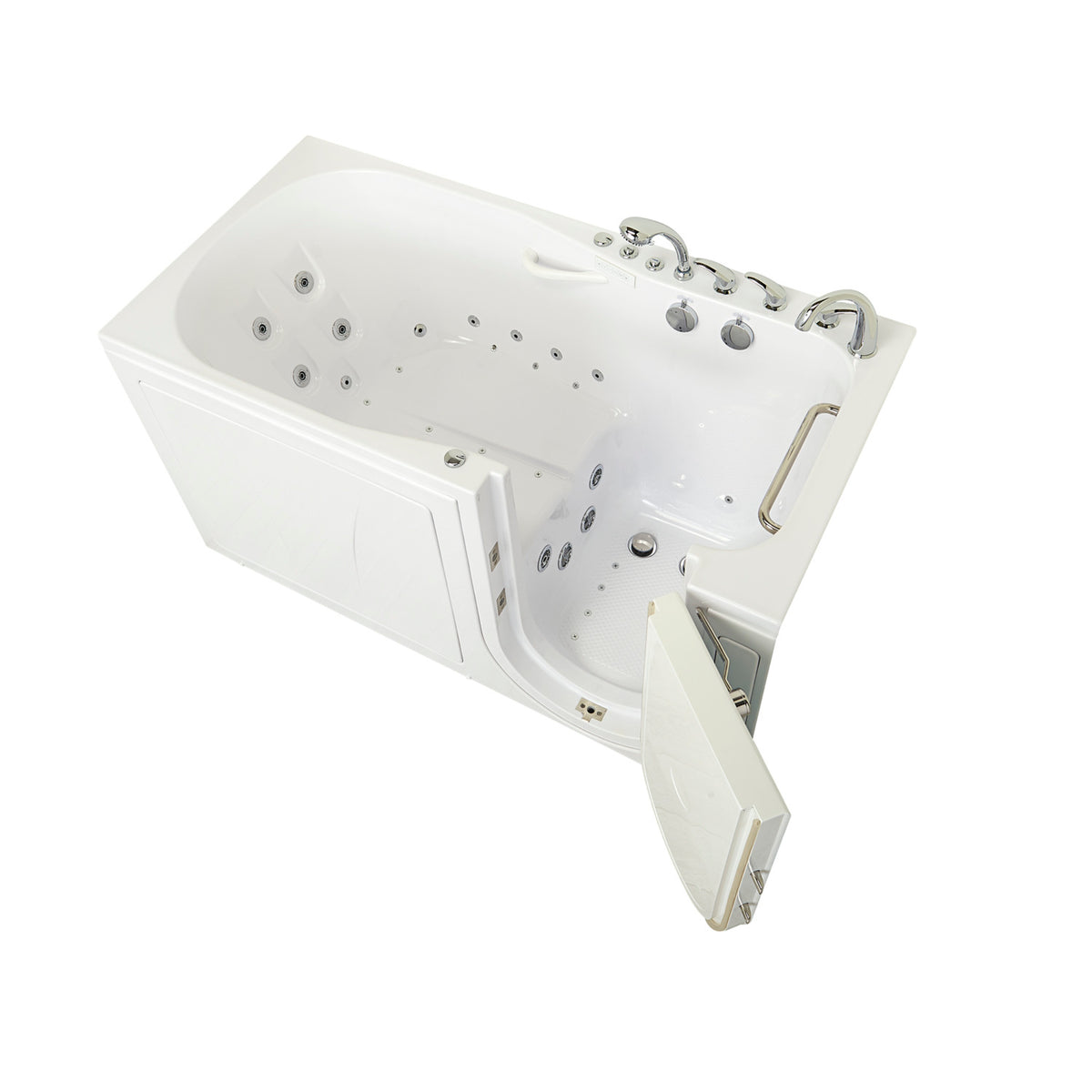 Ella's Bubbles ShaK Model 36"x72" Acrylic Air and Hydro Massage with Independent Foot Massage Walk-In Bathtub with 5 Piece Fast Fill FaucetT OA3672