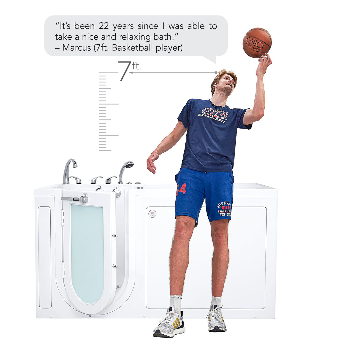 Ella's Bubbles ShaK Model 36"x72" Acrylic Air and Hydro Massage with Independent Foot Massage Walk-In Bathtub with 5 Piece Fast Fill FaucetT OA3672