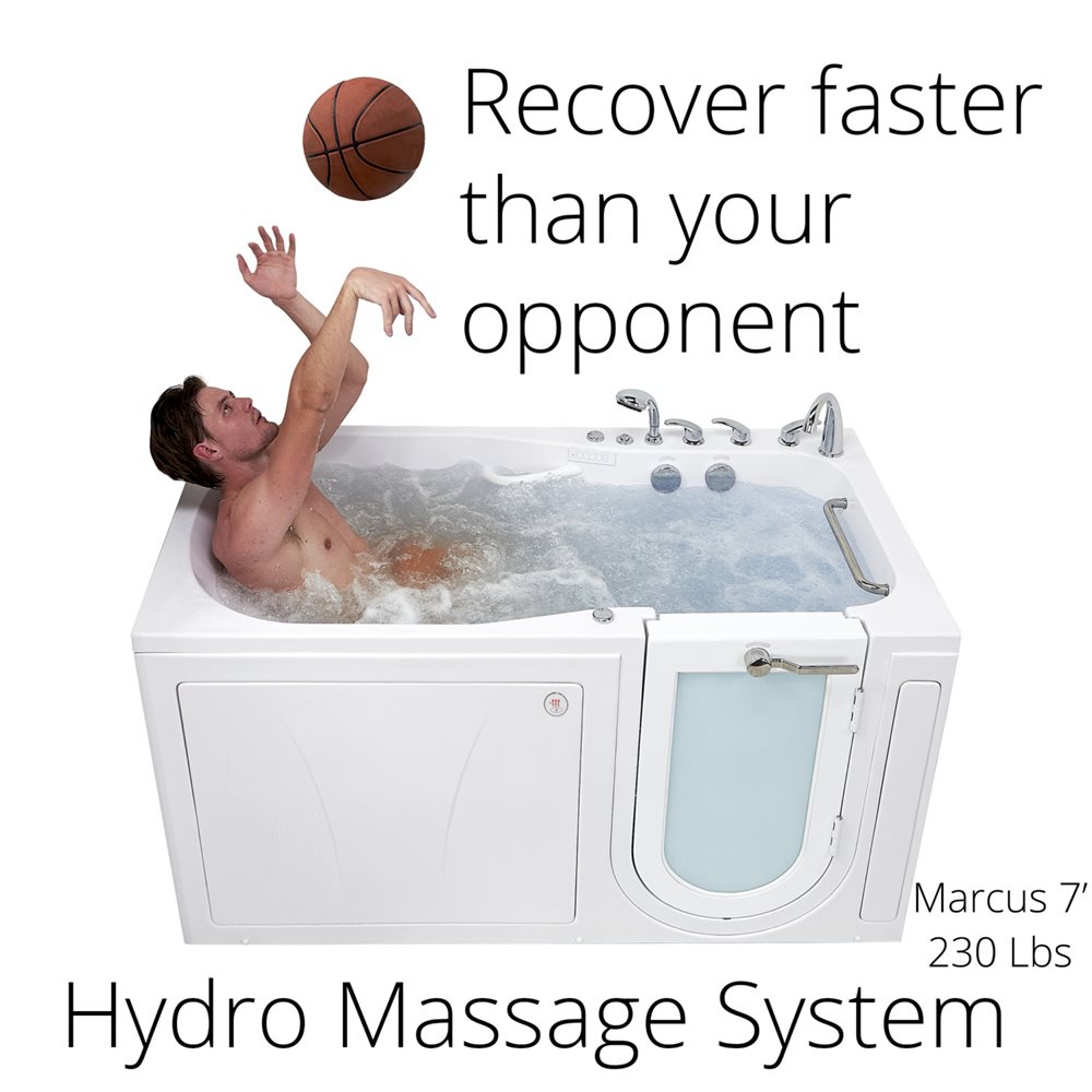 Ella's Bubbles ShaK Model 36"x72" Acrylic Air and Hydro Massage with Independent Foot Massage Walk-In Bathtub with 5 Piece Fast Fill FaucetT OA3672