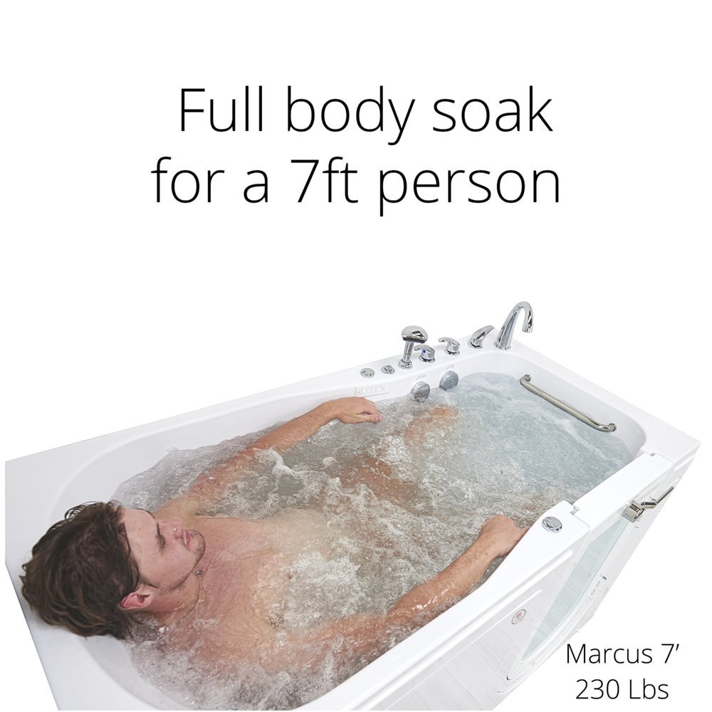 Ella's Bubbles ShaK Model 36"x72" Acrylic Air and Hydro Massage with Independent Foot Massage Walk-In Bathtub with 5 Piece Fast Fill FaucetT OA3672